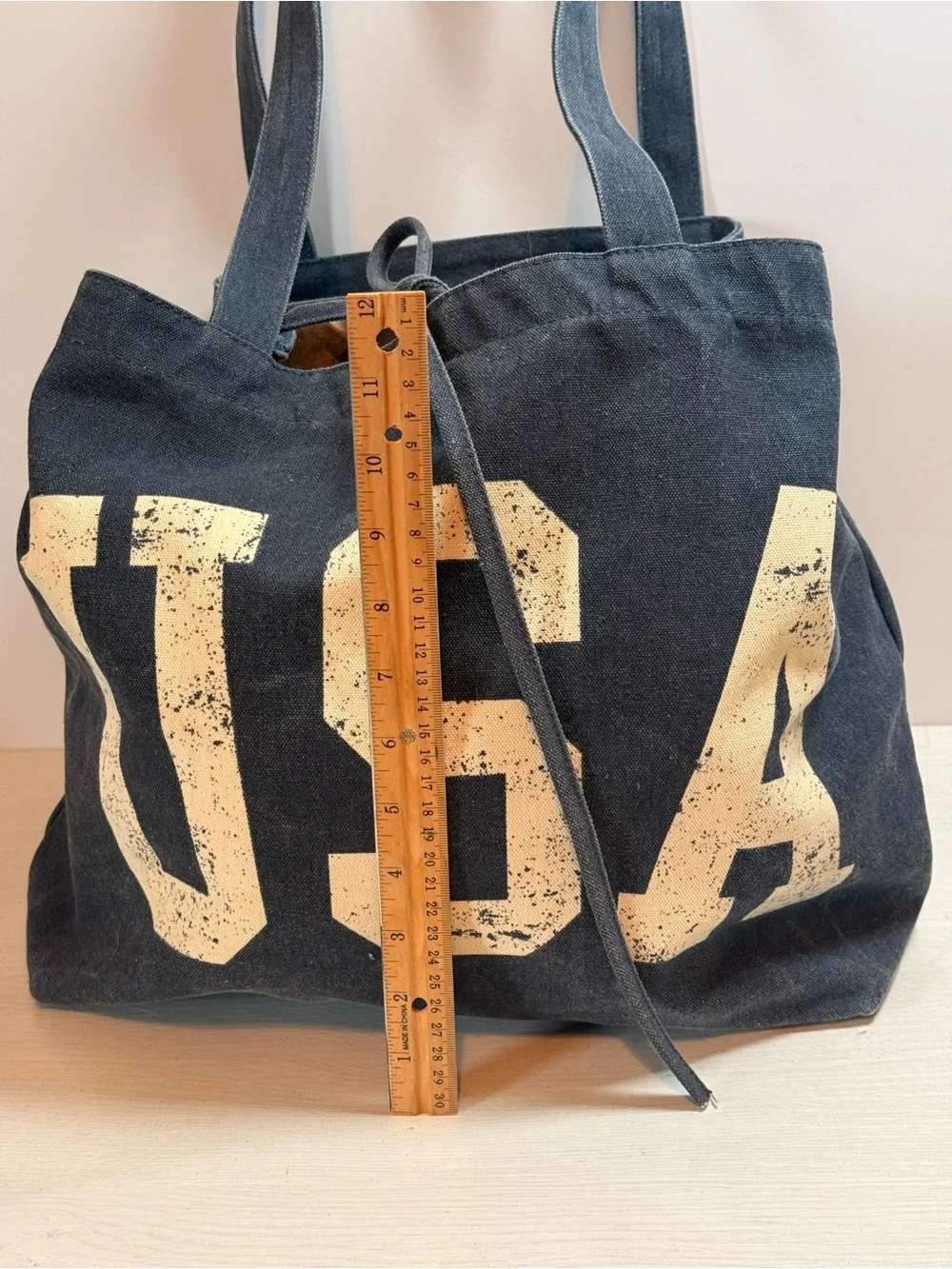 USA Black Canvas Tote Bag